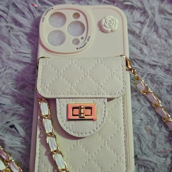 Unbranded White Camilla Quilted W/ Gold Crossbody Chain IPhone Pro Max (NEW) - Picture 2 of 4
